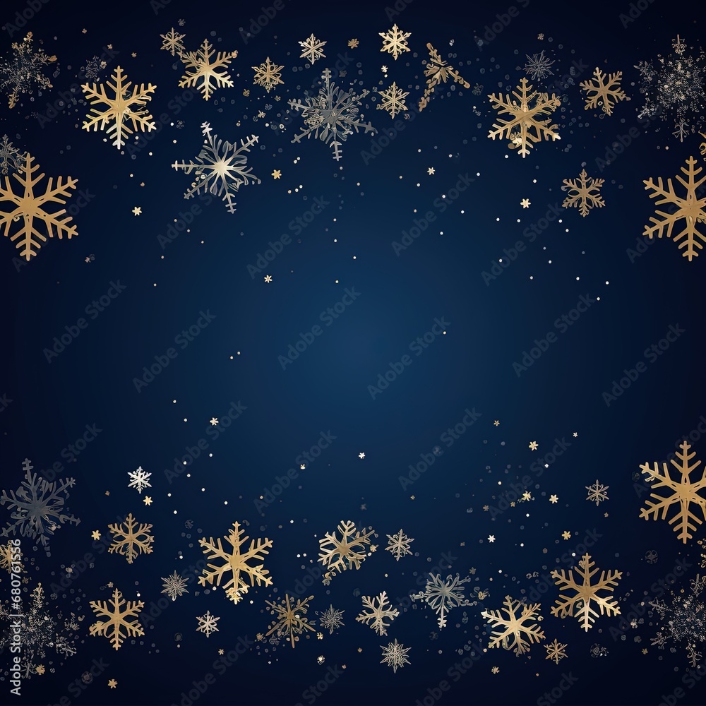 Navy Christmas background with gold snowflakes Navy Christmas background with gold snowflakes