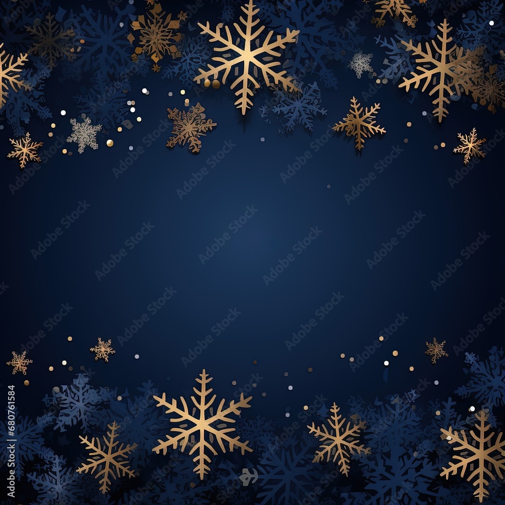 Navy Christmas background with gold snowflakes Navy Christmas background with gold snowflakes