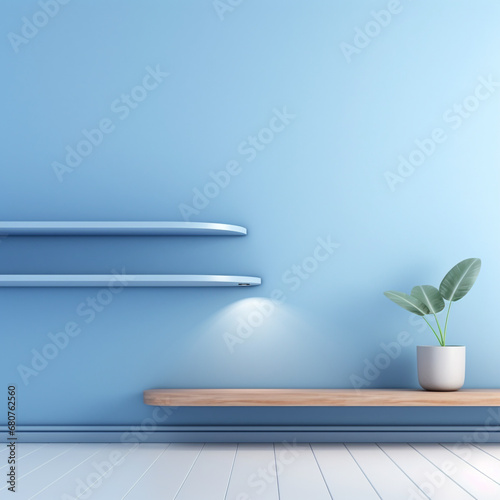Universal minimalistic blue background wall , interior design ,