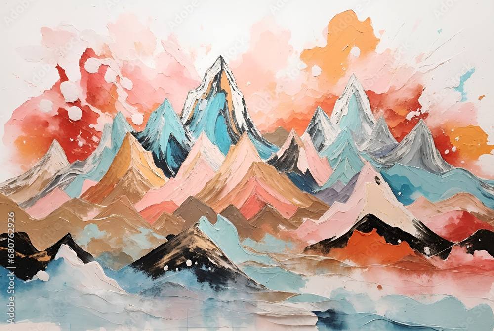 abstract watercolor mountain background, AI generated. abstract watercolor mountain background, AI generated.