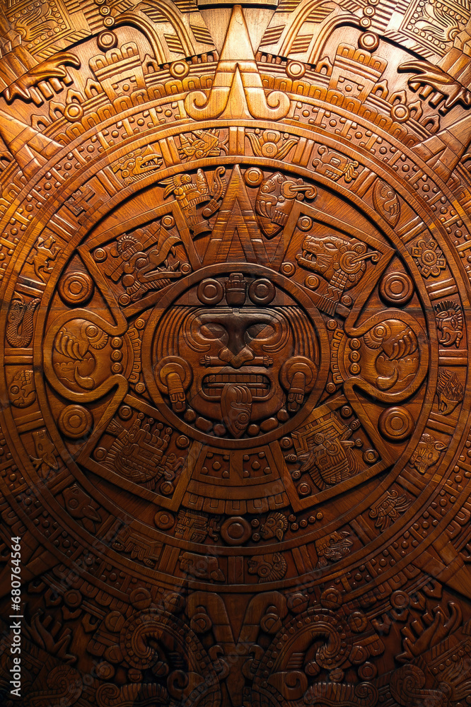 Aztec calendar or Mexican sun stone in professional quality to print or use as a background