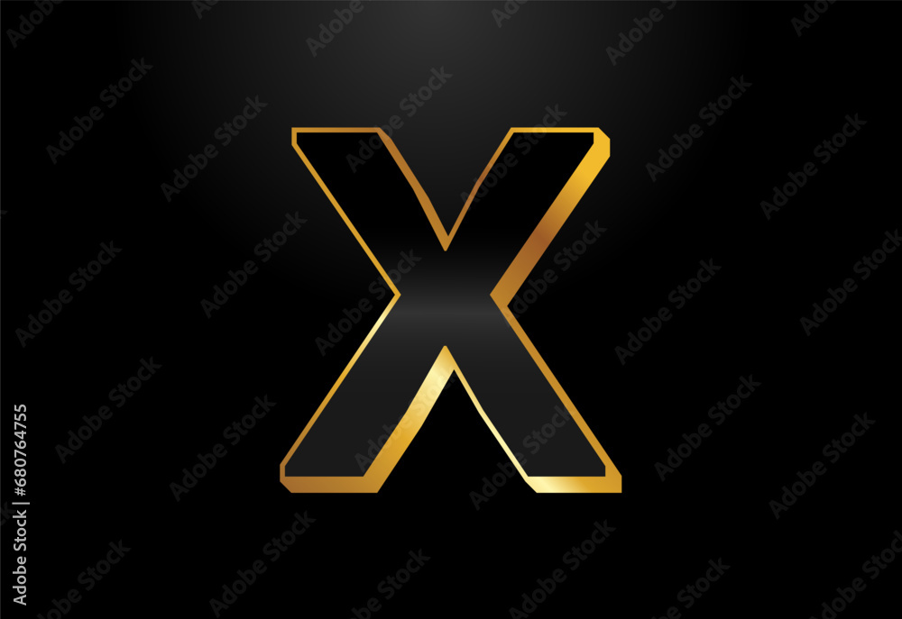 Gold and black color alphabet X. Elegant Gold Color alphabet vector illustration Gold and black color alphabet X. Elegant Gold Color alphabet vector illustration