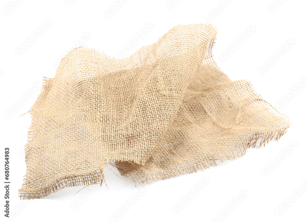 Fototapeta premium Piece of burlap fabric isolated on white