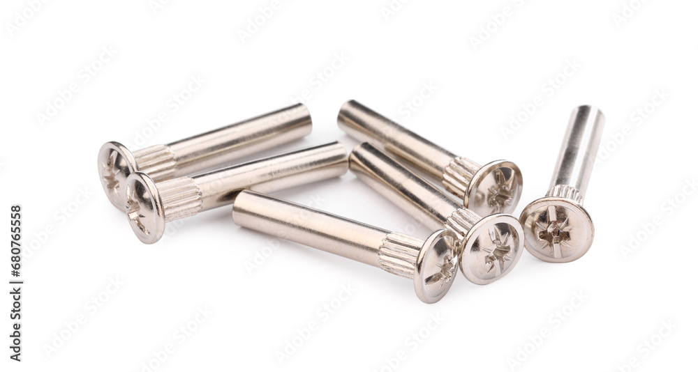 Metal panel connector fasteners isolated on white Metal panel connector fasteners isolated on white