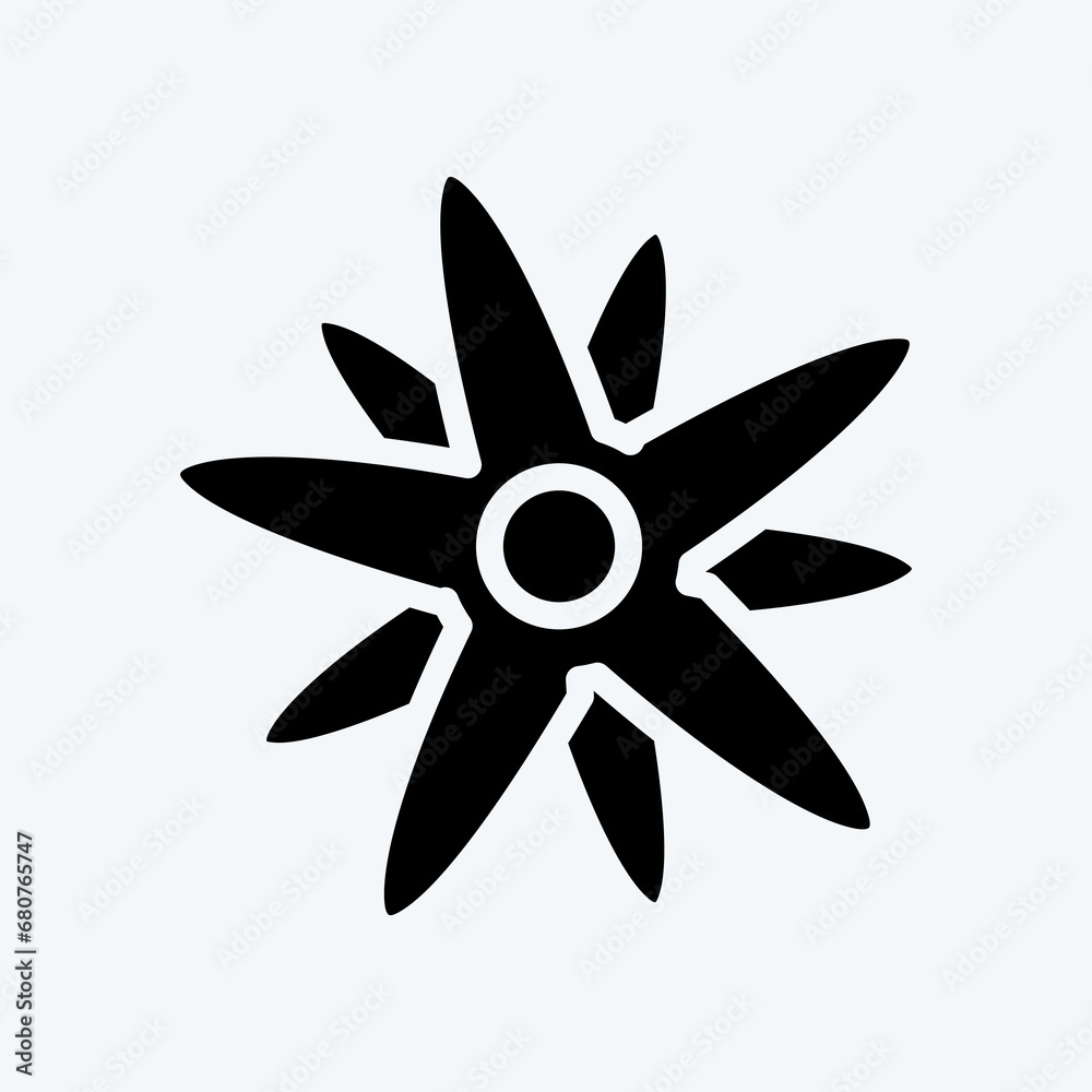 Icon Edelweiss. suitable for education symbol. glyph style. simple design editable. design template vector. simple illustration Icon Edelweiss. suitable for education symbol. glyph style. simple design editable. design template vector. simple illustration