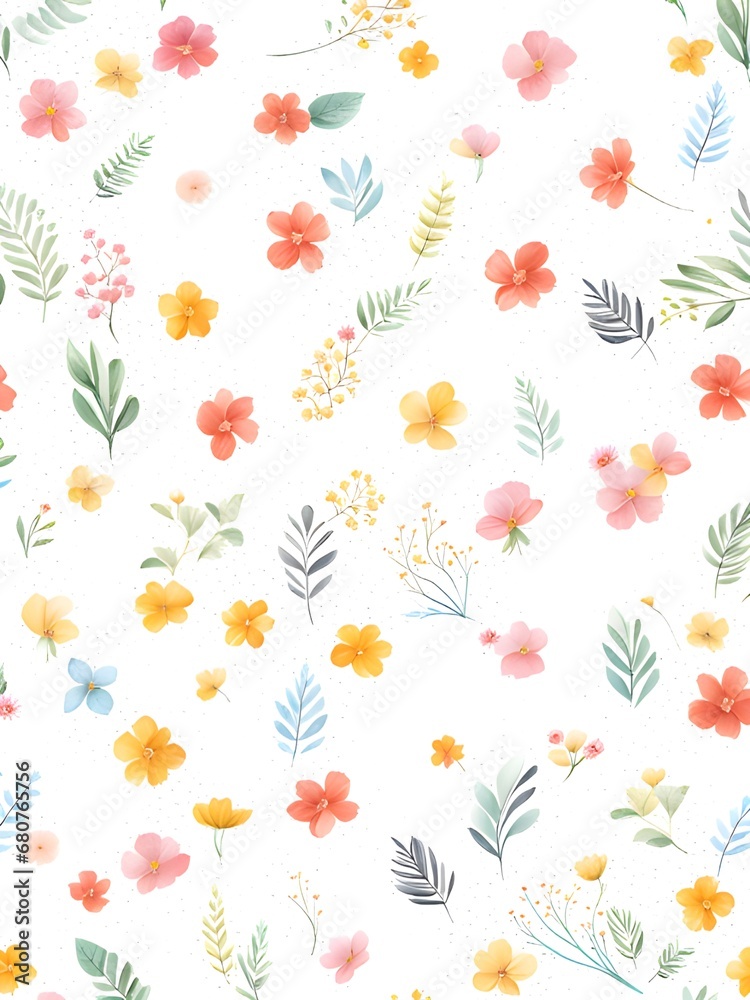 watercolor flower and leaf pattern