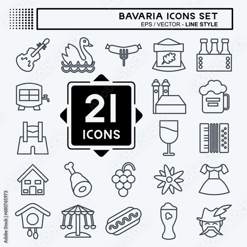 Icon Set Bavaria. suitable for education symbol. line style. simple design editable. design template vector. simple illustration