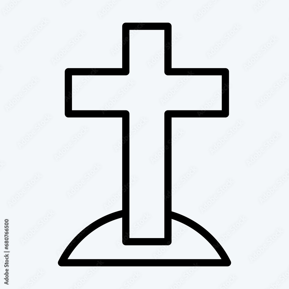 Obraz premium Icon Cross. suitable for Halloween symbol. line style. simple design editable. design template vector. simple illustration