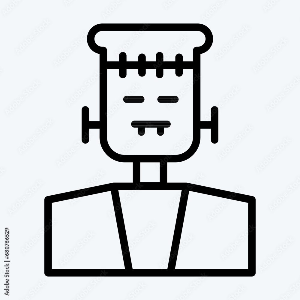 Icon Frankenstein. suitable for Halloween symbol. line style. simple design editable. design template vector. simple illustration Icon Frankenstein. suitable for Halloween symbol. line style. simple design editable. design template vector. simple illustration