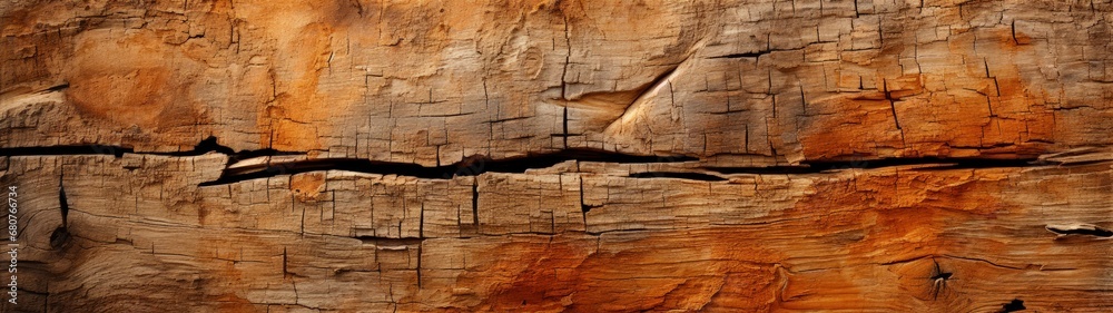 Weathered Brown Wood with Pronounced Crack Weathered Brown Wood with Pronounced Crack