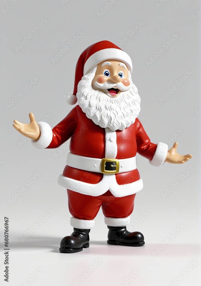 3D Toy Of Santa Claus Hosting A North Pole Talent Show On A White Background. 3D Toy Of Santa Claus Hosting A North Pole Talent Show On A White Background.