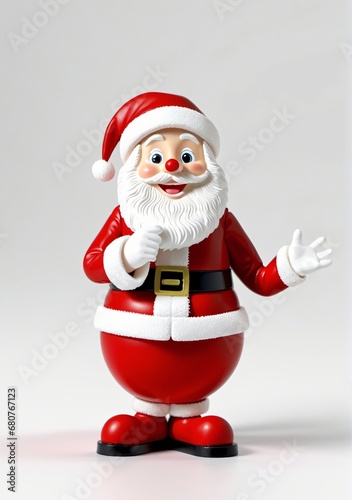 3D Toy Of Santa Claus Hosting A North Pole Talent Show On A White Background.