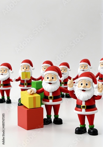 3D Toy Of Santa Claus Organizing A Toy Parade On A White Background.