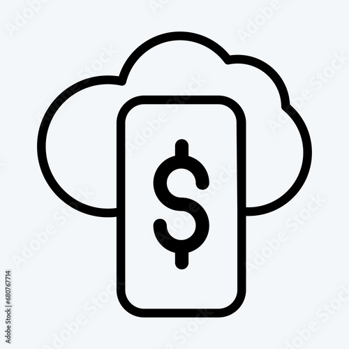 Icon Digital Wallet. suitable for education symbol. line style. simple design editable. design template vector. simple illustration