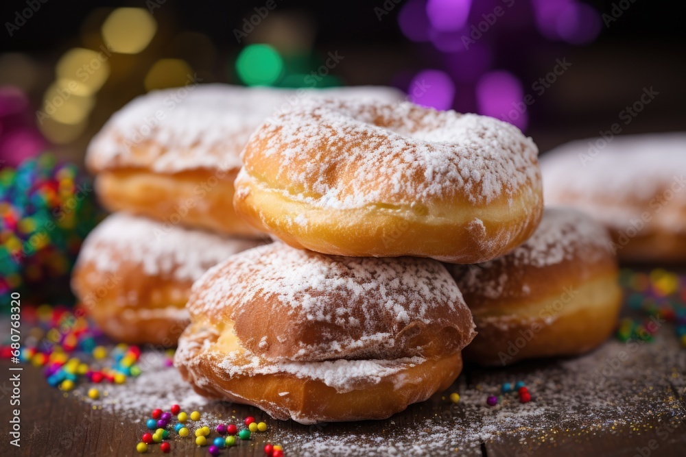 King Cake Beignets. Mardi Gras food