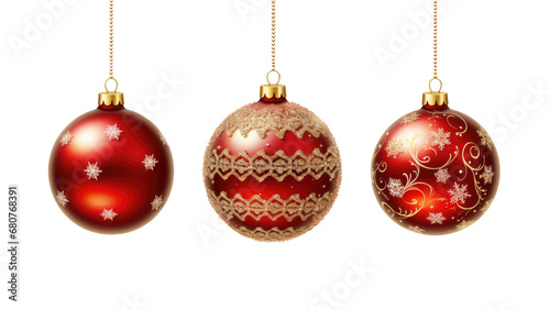 Christmas decorations isolated on transparent background, PNG file