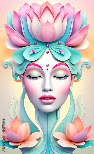 An image of a woman, radiating beauty and adorned with vibrant colors.