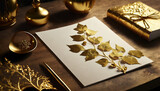 Gold ivy in the center of the letterhead
