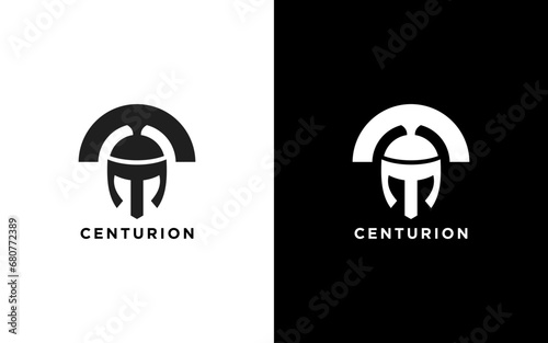 centurion warrior and letter t logo design element- security business visual identity template