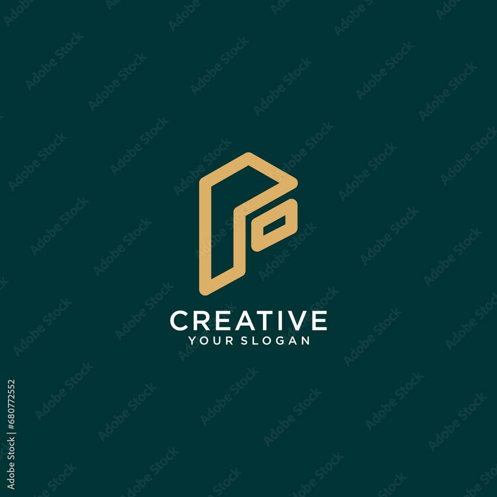 P logo design with monogram and line art P logo design with monogram and line art