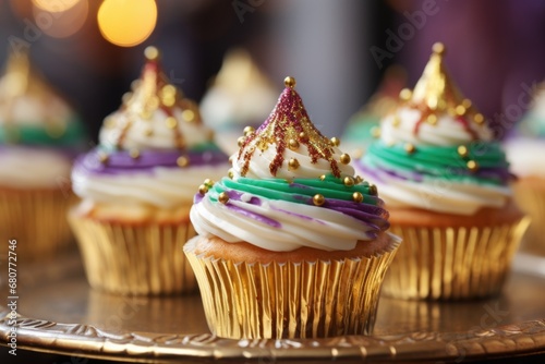 Fotografie, Obraz Mardi Gras Cupcakes