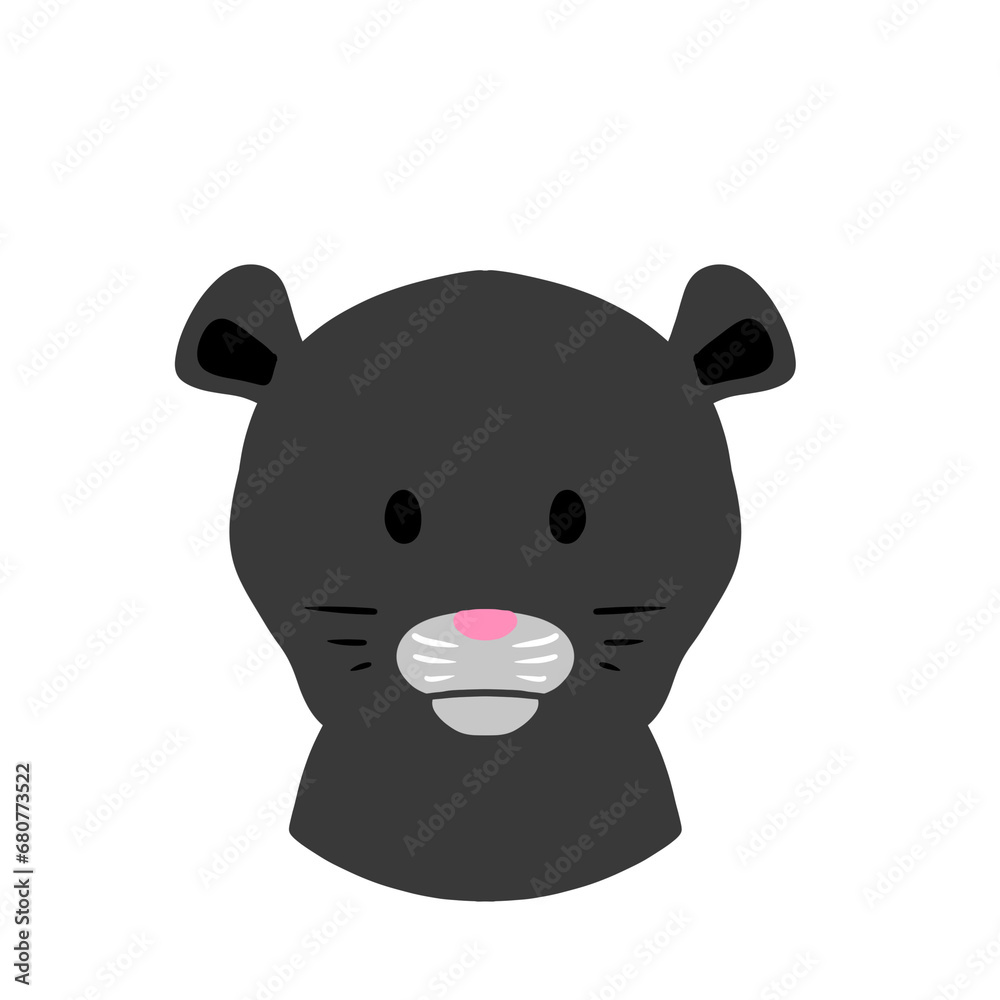 Naklejka premium Puma Jaguar Phanter Animal illustration png cute head and shoulder