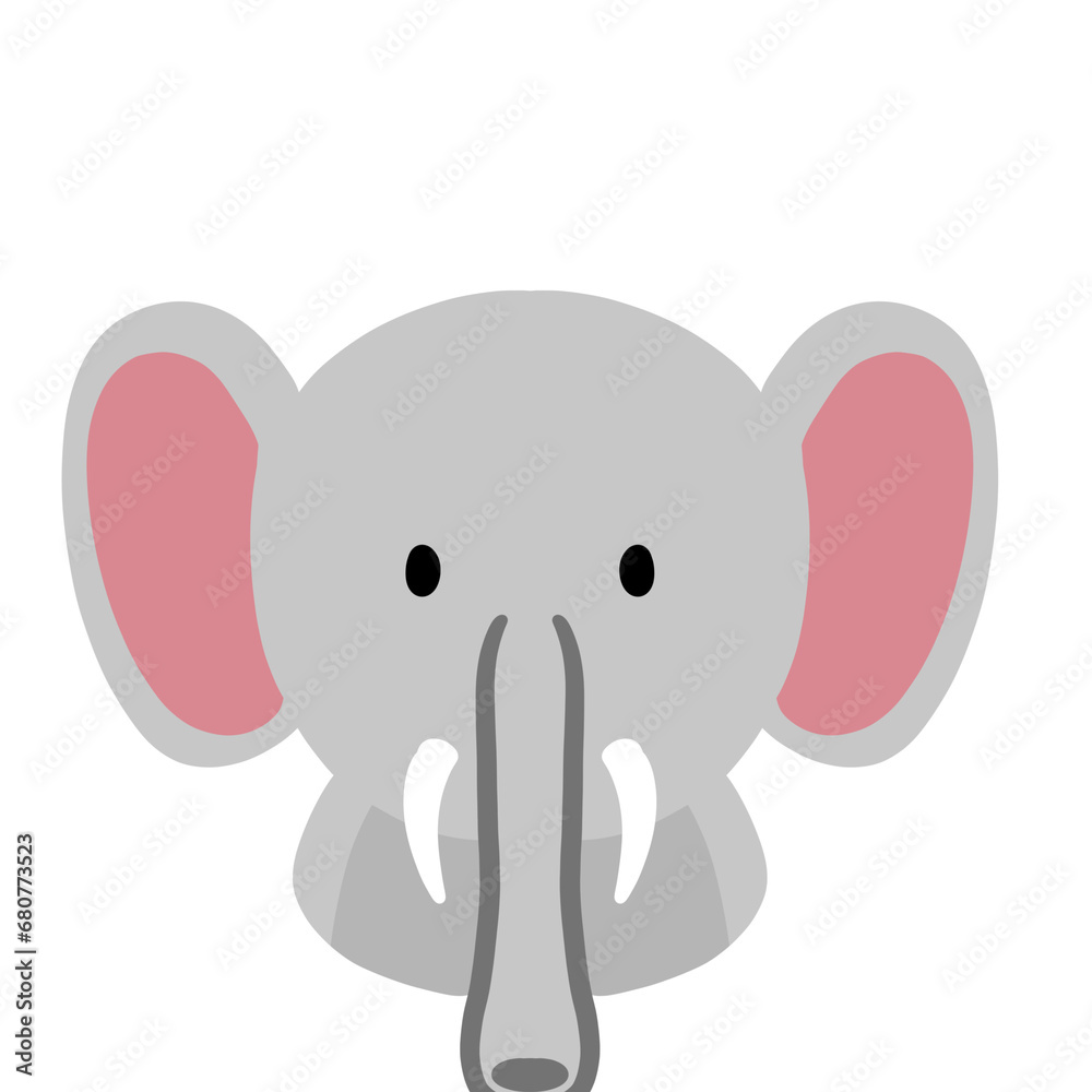 Fototapeta premium Elephant Animal illustration png cute head and shoulder