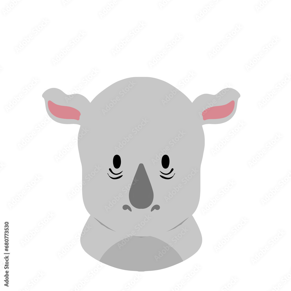 Rhino Animal illustration png cute head and shoulder Rhino Animal illustration png cute head and shoulder