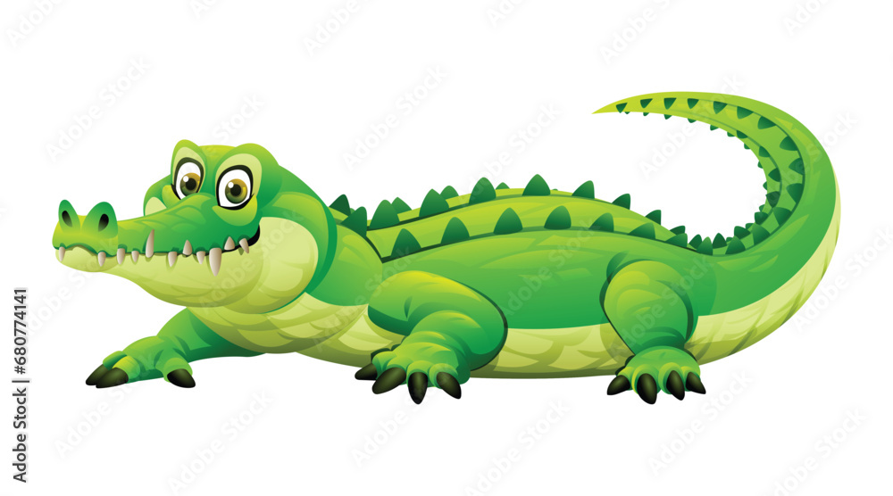 Fototapeta premium Crocodile vector cartoon illustration isolated on white background