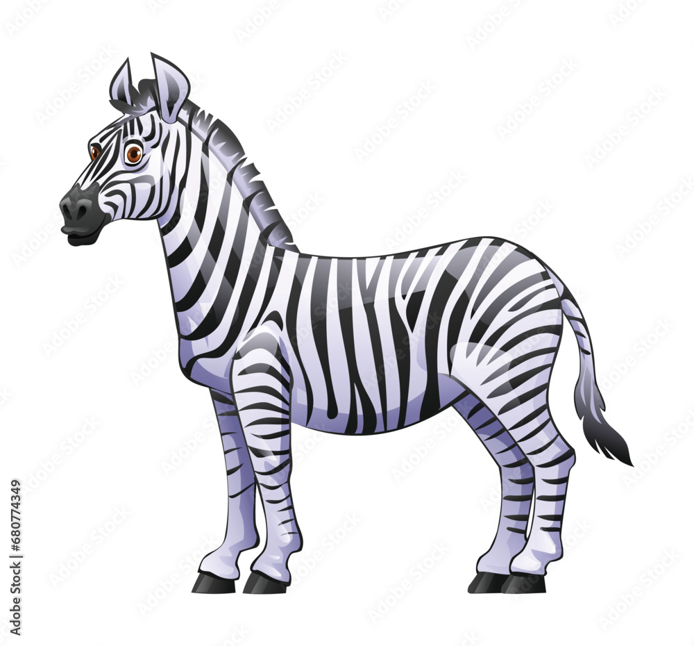 Fototapeta premium Zebra cartoon vector illustration isolated on white background