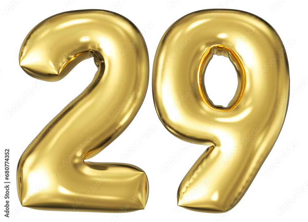 gold number 29 - balloon 3d render gold number 29 - balloon 3d render
