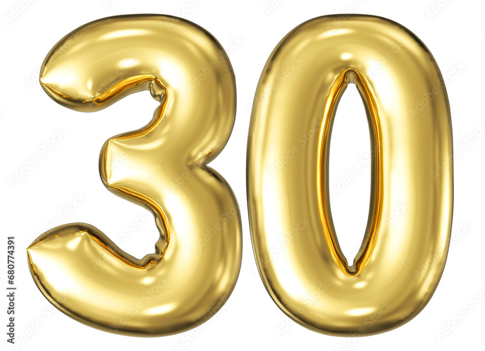 gold number 30 - balloon 3d render gold number 30 - balloon 3d render