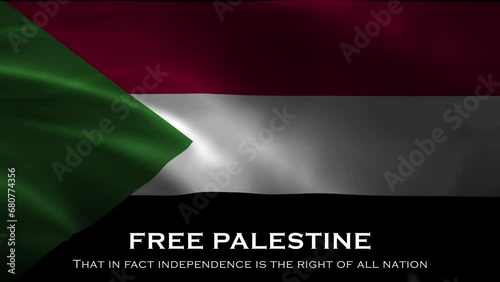 National Flag of Palestine Animation with Realistic Effect and Wavy. Suitable for Support Palestine in Wallpaper, Greetings, or Template. Video Animation with 4k Quality