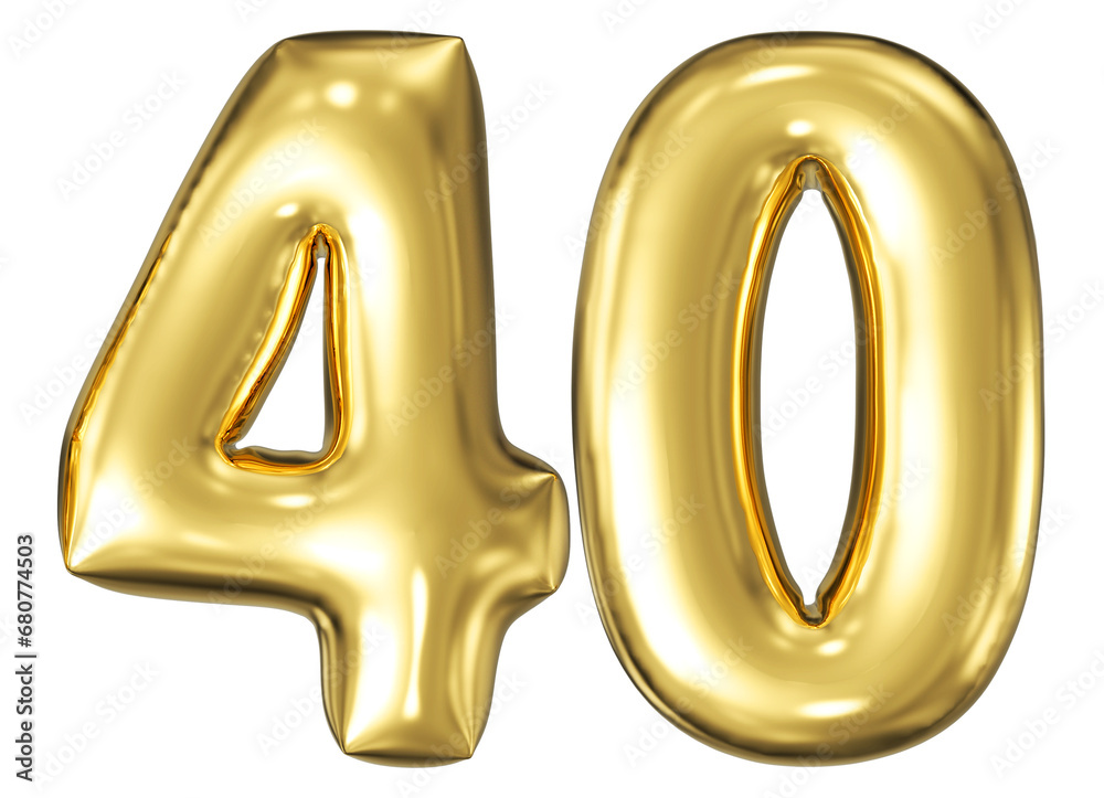 gold number 40 - balloon 3d render gold number 40 - balloon 3d render