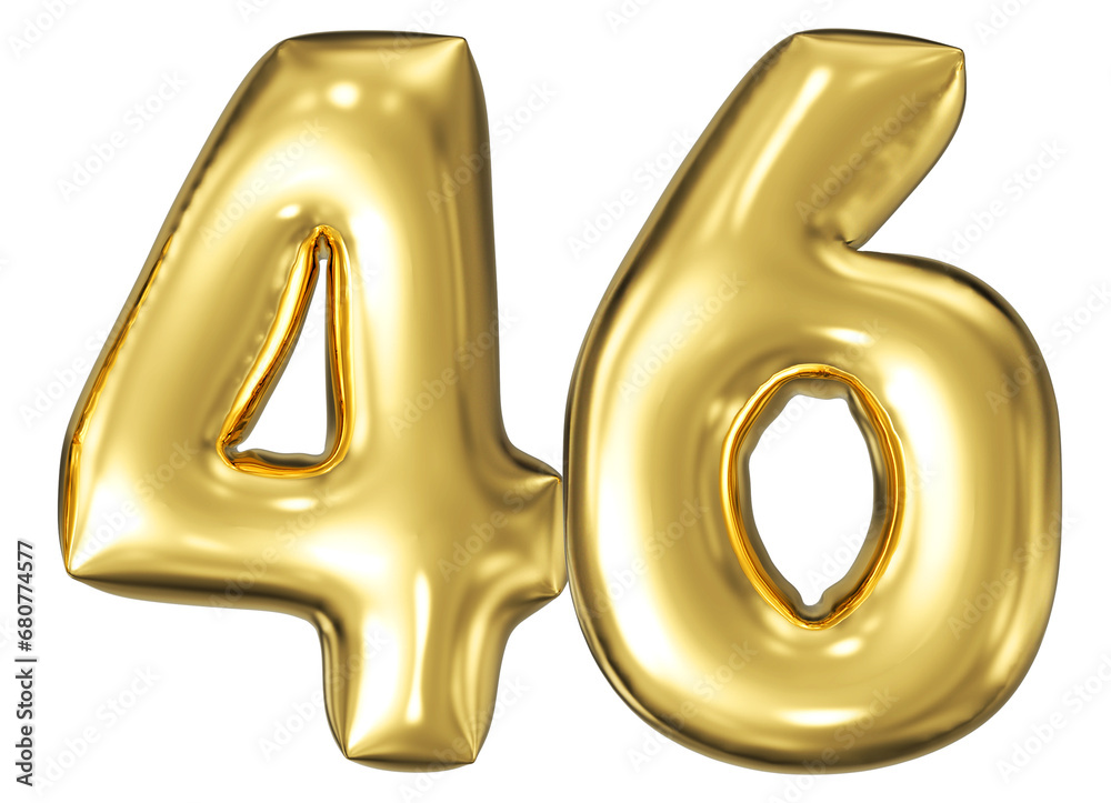 gold number 46 - balloon 3d render gold number 46 - balloon 3d render