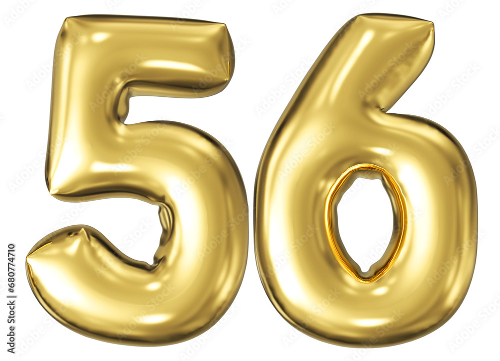 gold number 56 - balloon 3d render gold number 56 - balloon 3d render