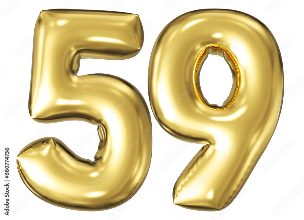 gold number 59 - balloon 3d render gold number 59 - balloon 3d render