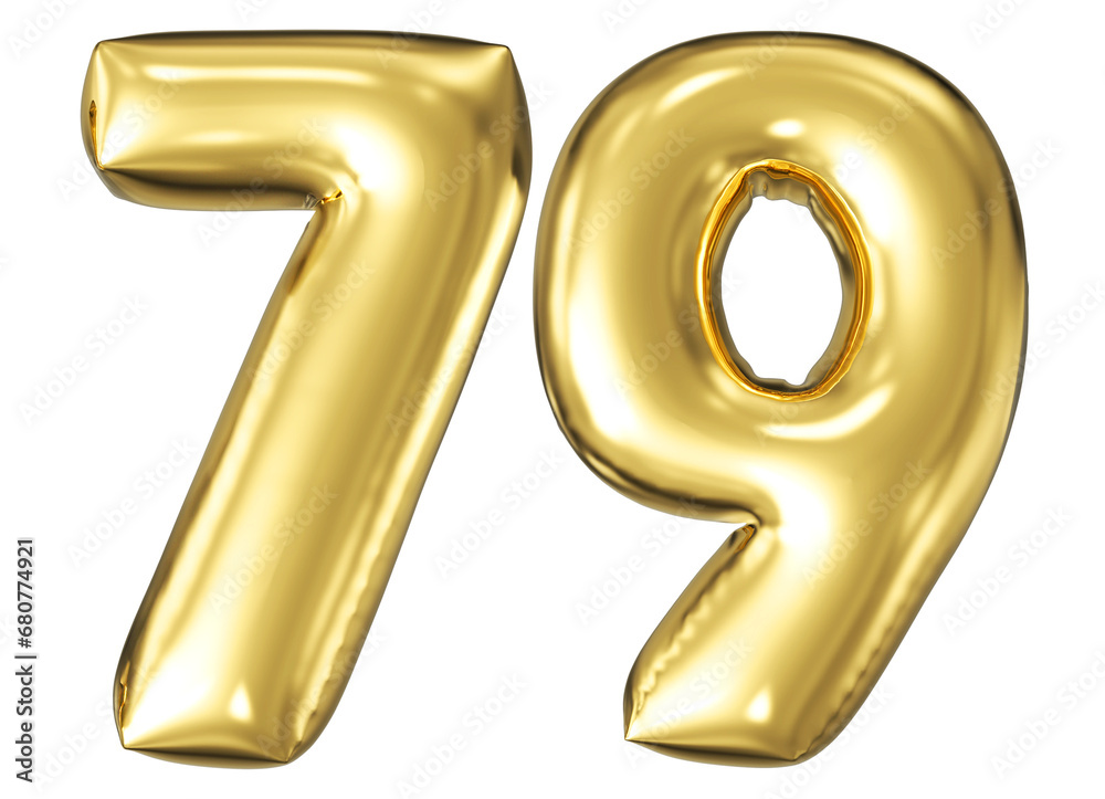 gold number 79 - balloon 3d render gold number 79 - balloon 3d render