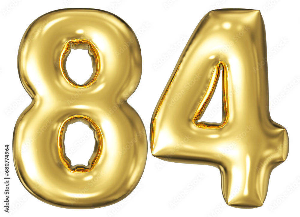 gold number 84 - balloon 3d render gold number 84 - balloon 3d render