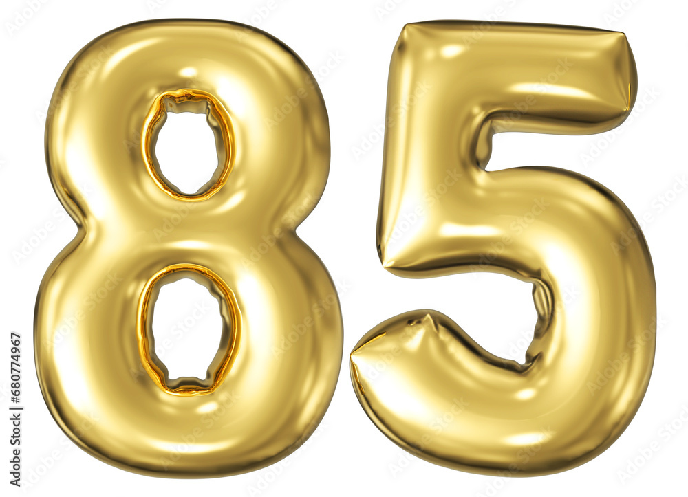 gold number 85 - balloon 3d render gold number 85 - balloon 3d render