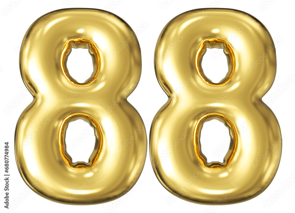 gold number 88 - balloon 3d render gold number 88 - balloon 3d render