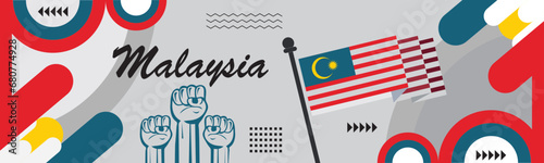 Photography Malaysia National day or Hari Merdeka banner creative design, independence day banner background