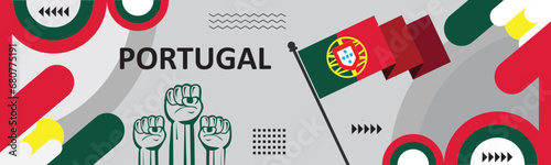 Portugal national day banner design. Portuguese flag color,independence day banner background..eps