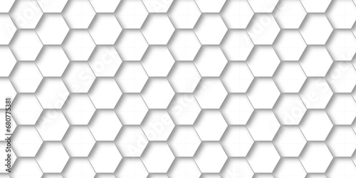 Fototapeta Naklejka Na Ścianę i Meble -  	
Background with hexagons White Hexagonal Background. Luxury honeycomb grid White Pattern. Vector Illustration. 3D Futuristic abstract honeycomb mosaic white background. geometric mesh cell texture.