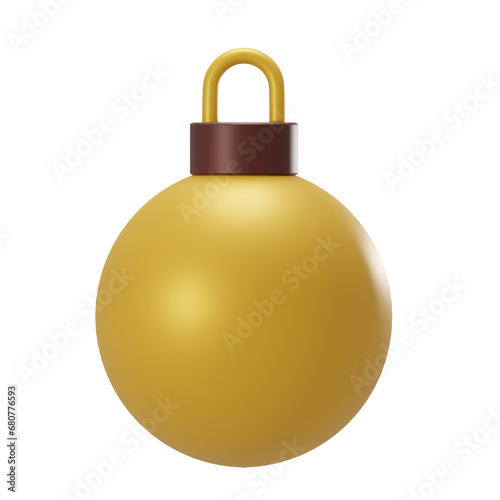 Golden color christmas ball, Celebration , 3D Icon, Decoration