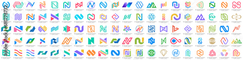 collection abstract letter N logo design. modern logotype N design with colorful. vector illustration