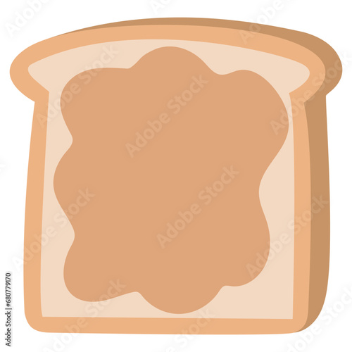 Vector slice of bread or toast with a peanut butter isolated illustration