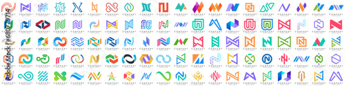 collection abstract letter N logo design. modern logotype N design with colorful. vector illustration