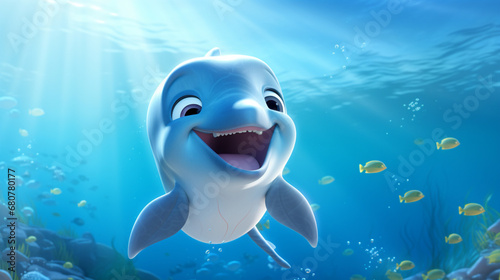 Animated of a shark under water