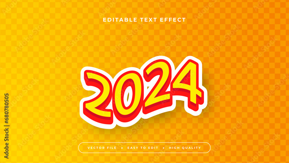2024 Lettering Yellow Editable text effect. Yellow 2024 text with dots background. Stock ...